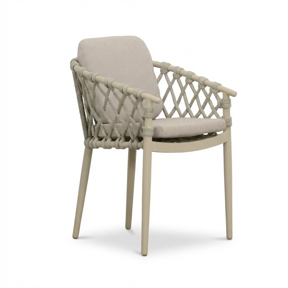 Cleveland dining tuinstoel | aluminium + touw | beige