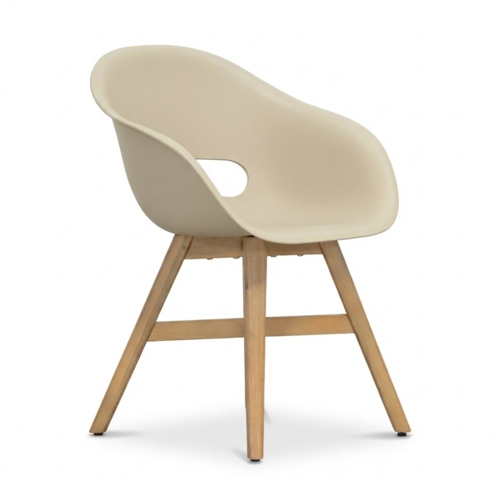 Karlstad tuinstoel | kunststof + hardhout | beige