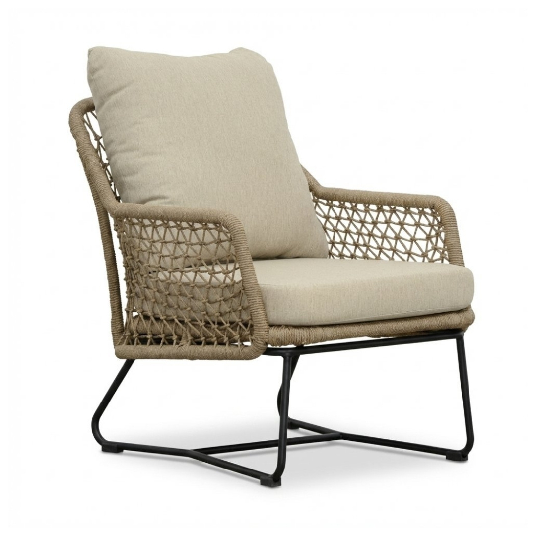 Gianna loungestoel | touw + aluminium | Sahara Dust