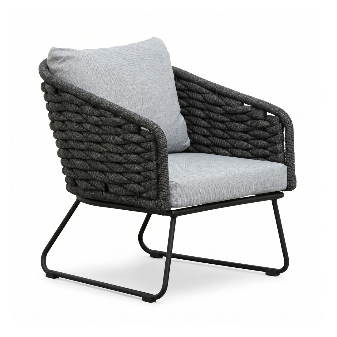Flora loungestoel | touw + aluminium | Stone Grey