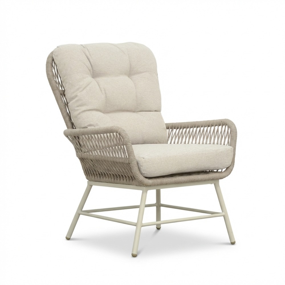 Dex loungestoel | touw + aluminium | Almond Beige