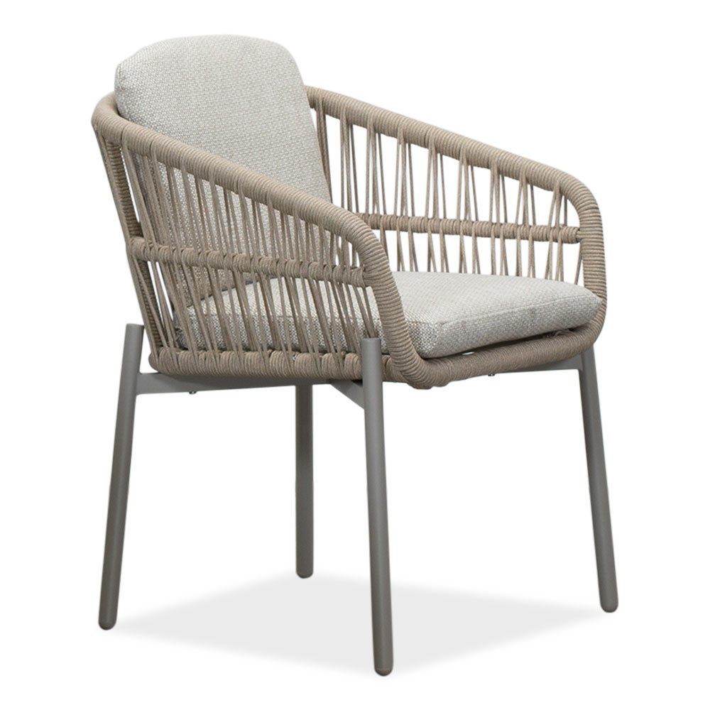 Rico dining tuinstoel | aluminium + touw | zand