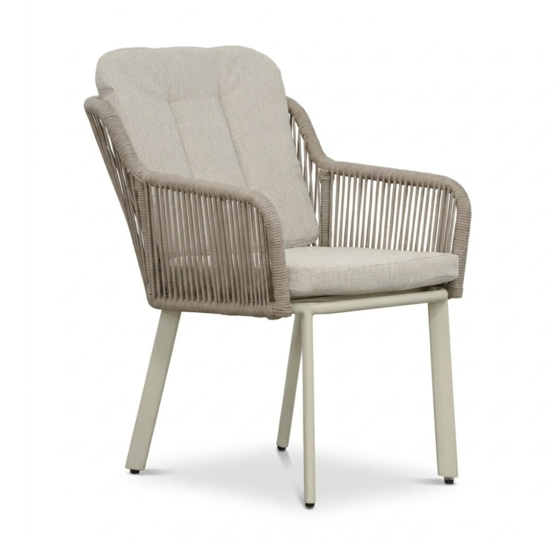 Italo dining tuinstoel | touw + aluminium | Almond Beige
