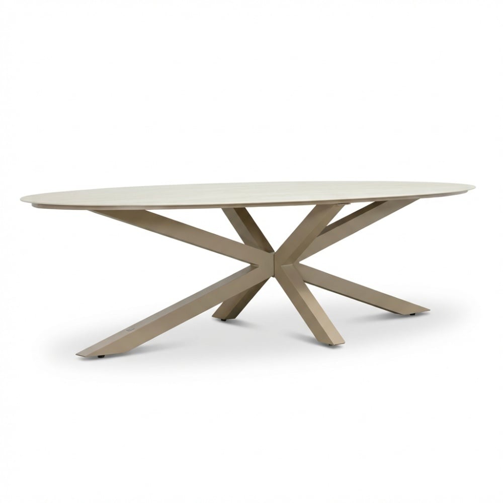 Calma dining tuintafel 8 personen | sintered stone + aluminium | Marble Latte | 280cm ovaal