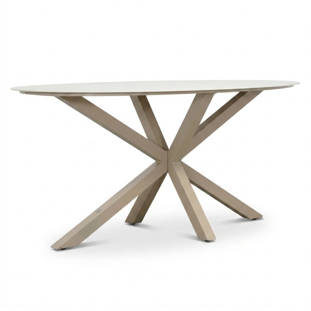 Calma dining bartafel 6 personen | sintered stone + aluminium | Marble Latte | 240cm ovaal