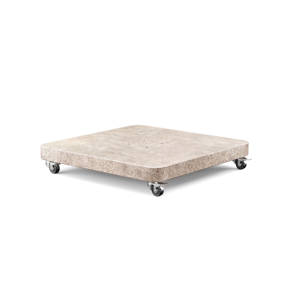 Venezia ronde hoek parasolvoet 120kg met zwenkwielen | graniet | beige