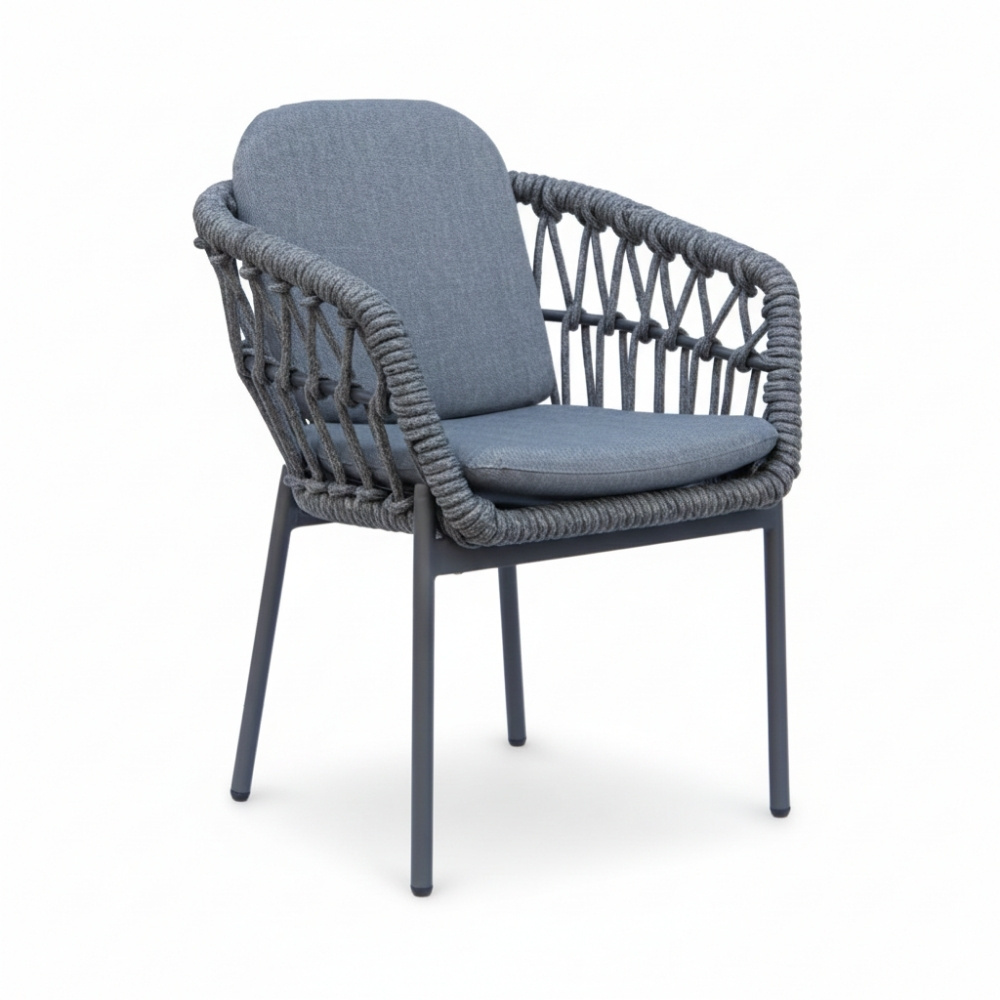 Femke dining tuinstoel | touw + aluminium | antraciet
