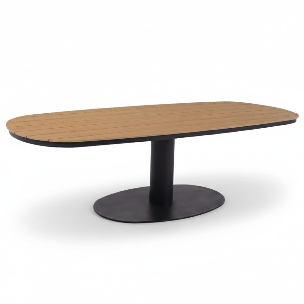 Panama dining tuintafel 6 personen | polywood + aluminium | Natural Wood/antraciet | 260cm Deens ovaal
