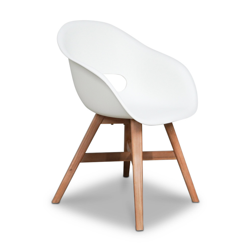 Karlstad dining tuinstoel | kunststof + hardhout | wit