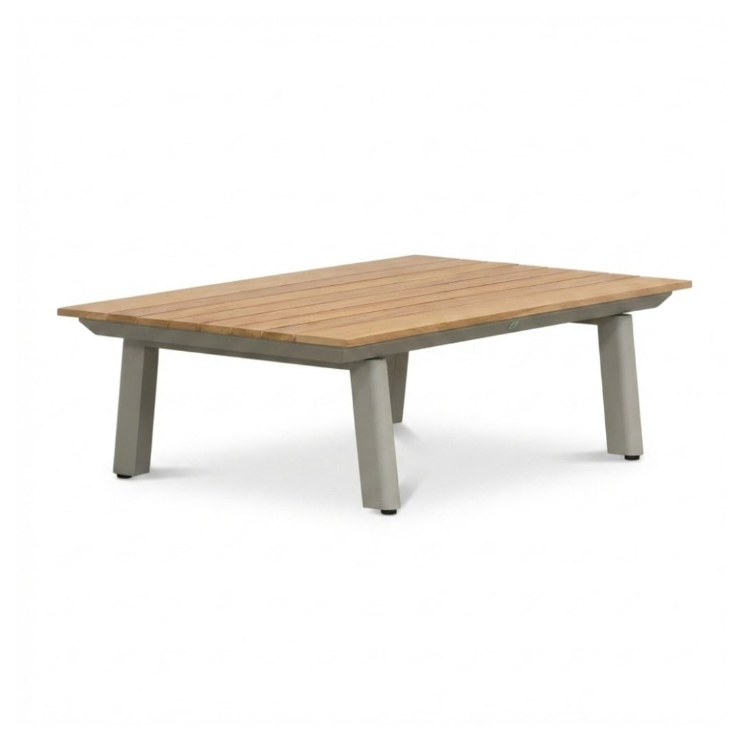 Montana koffietafel | aluminium + teak | beige | 100x60cm