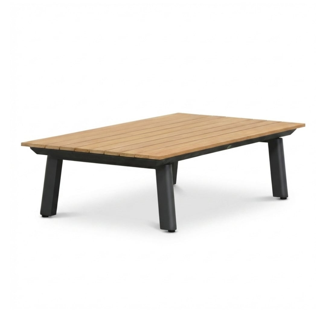 Montana koffietafel | aluminium + teak | antraciet | 120x60cm
