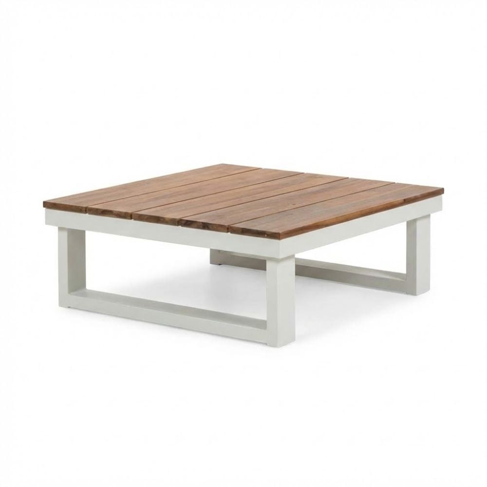 Canyon loungetafel | aluminium + hardhout | wit