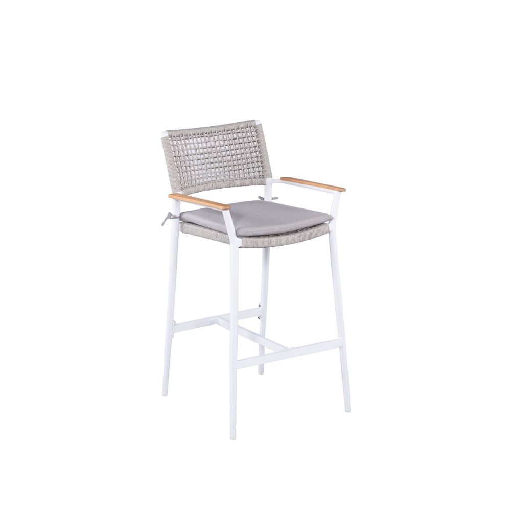 Sandro dining barstoel | touw + aluminium | wit