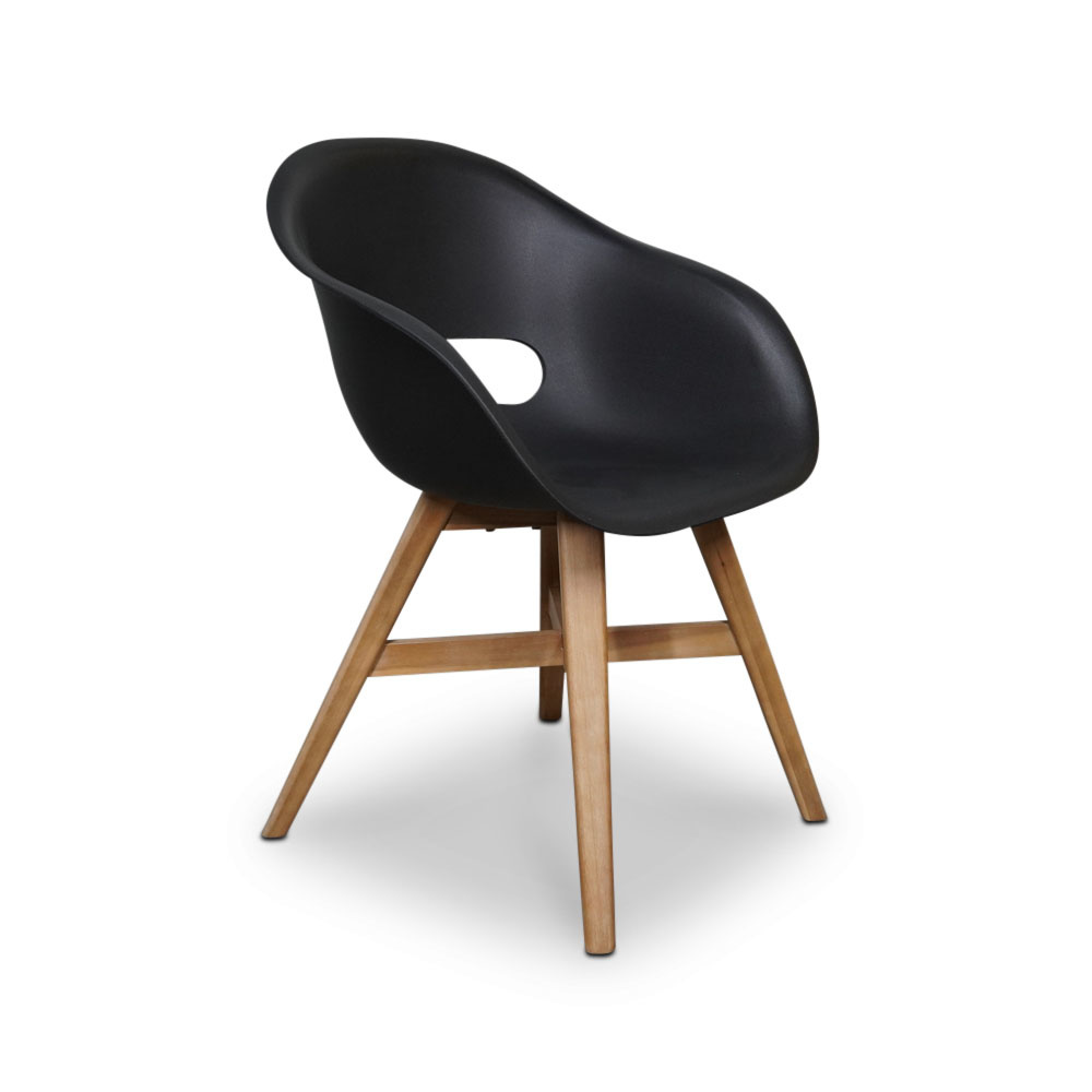 Karlstad dining tuinstoel | kunststof + hardhout | zwart