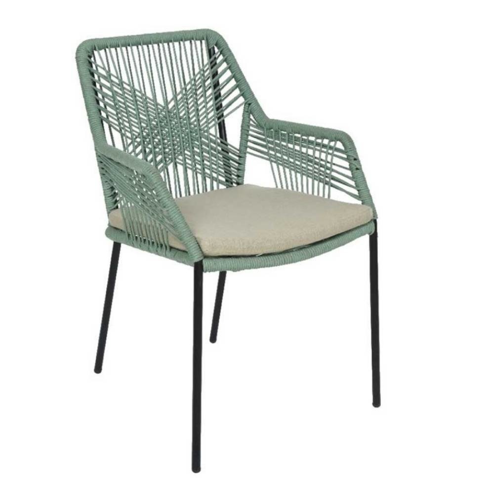 Seville dining tuinstoel stapelbaar | touw + staal | mint