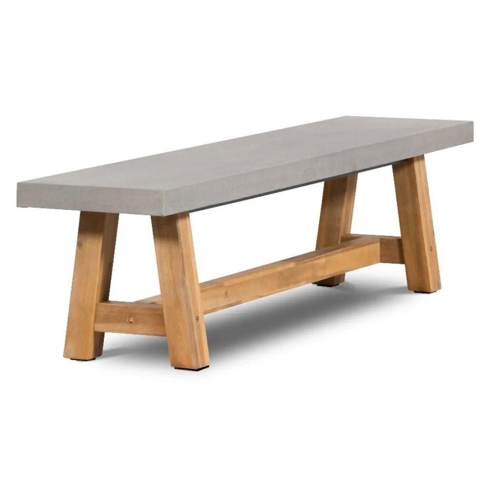 Veltis dining tuinbank | betonlook + hardhout | 200x45cm