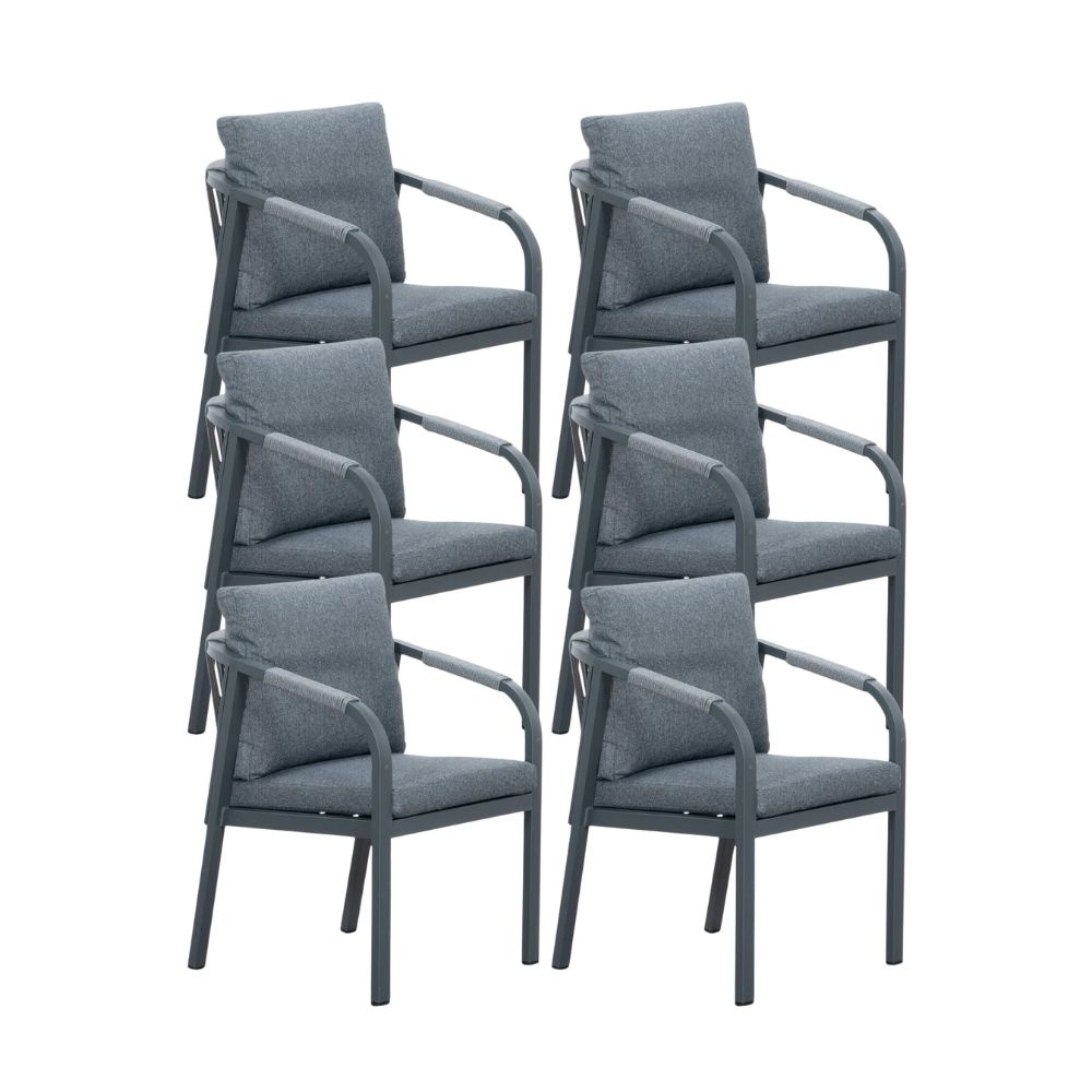 Calgary dining tuinstoel set van 6 | touw + aluminium | antraciet