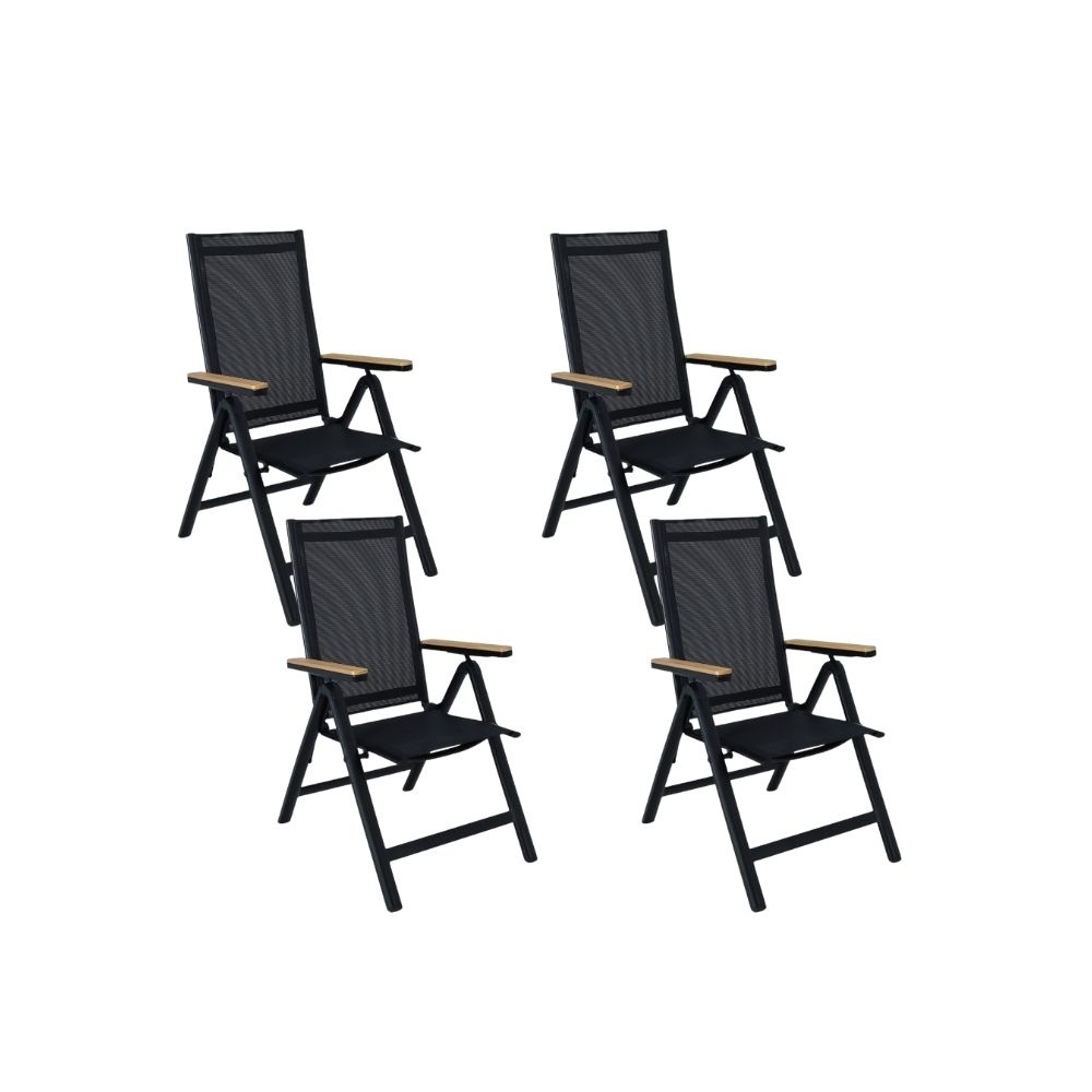 Norali dining tuinstoel verstelbaar set van 4 | textileen + aluminium | antraciet