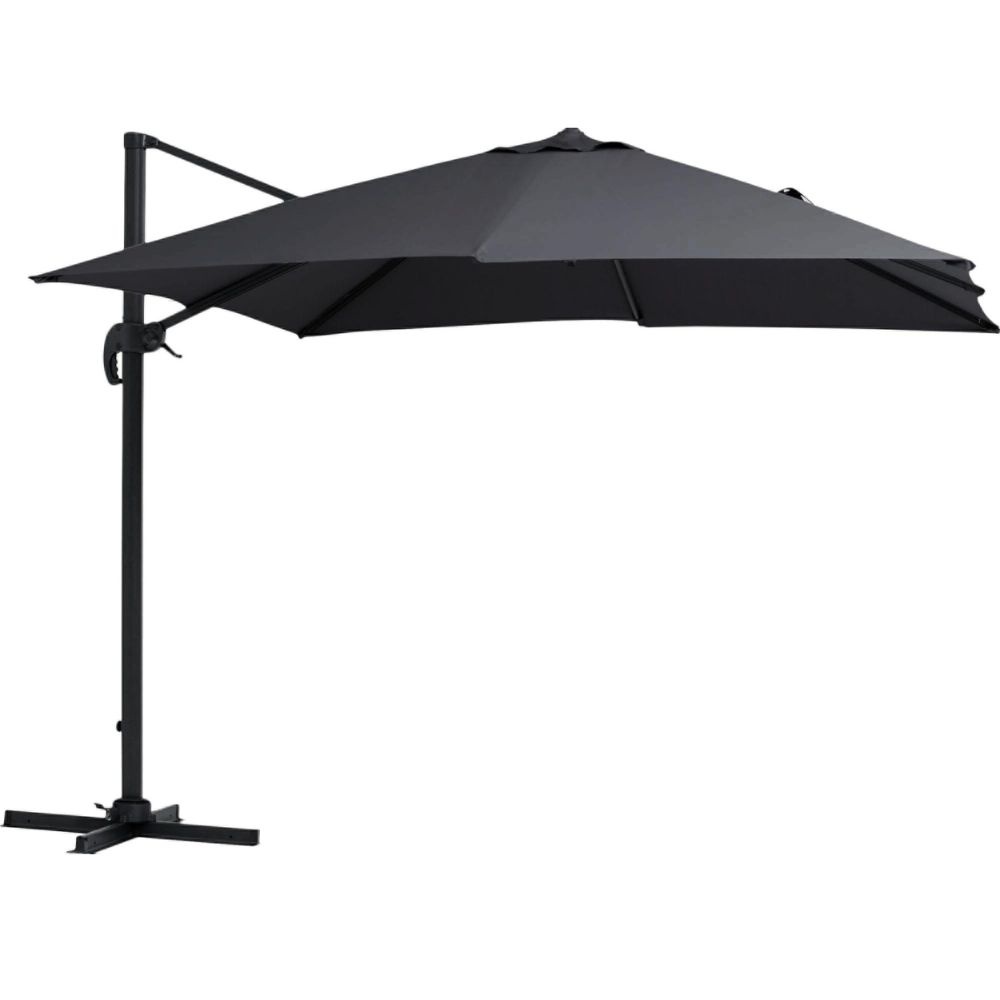 Lissabon zweefparasol | 300x300cm met parasolvoet | zwart