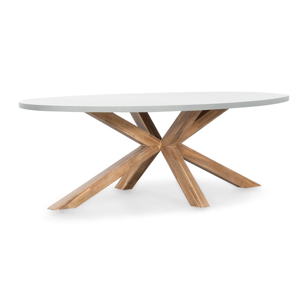 Livorno dining tuintafel 6 personen | polystone + hardhout | betonlook | 240cm
