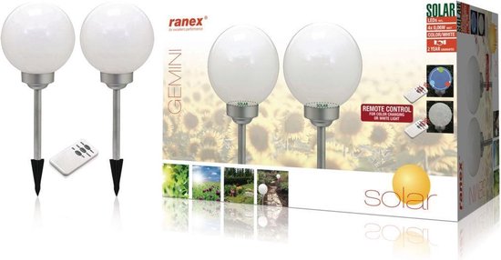Ranex Gemini Solar Prikspot -  LED - Zonne energie - 2 stuks - IP44 - incl afstandsbediening