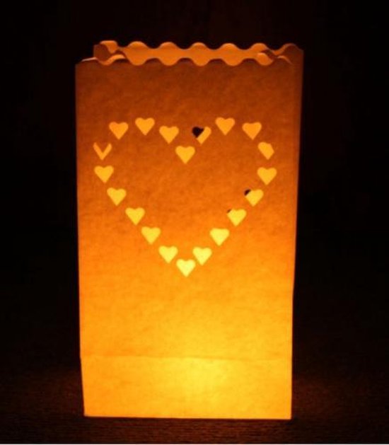 10x Candle Bags set Hart 26 cm