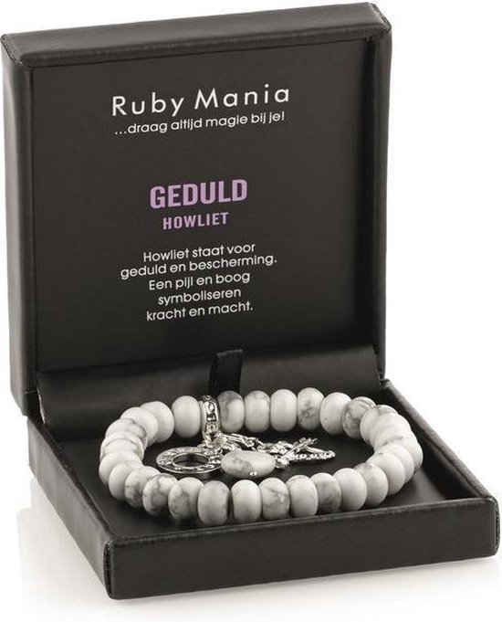 Ruben Robijn - Ruby Mania, armband Howliet, ronde kralen - Armband (sieraad) 19 cm