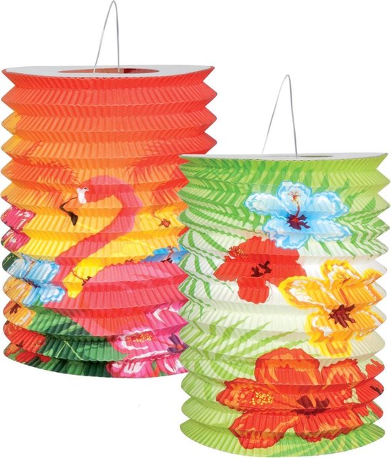 Boland - Decoratie - Lampion Flamingo + Lampion Hibiscus - Tropisch