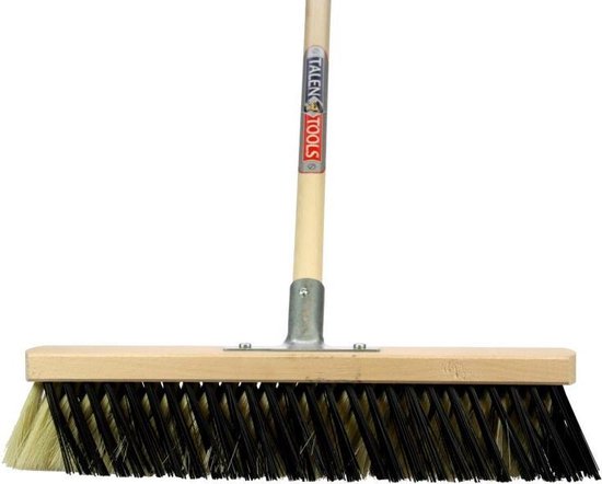 X-bezem 40 cm. crème/zwart compleet met steel 150 cm.