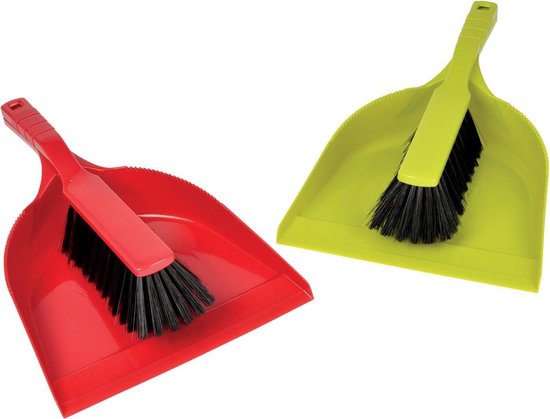 Stofblik met handveger uit PVC geassorteerde kleuren