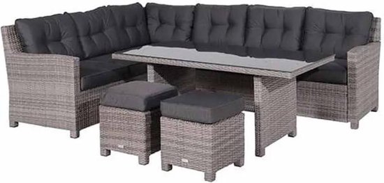 Garden Impressions Jaru lounge dining set incl. 2 krukjes - grijs