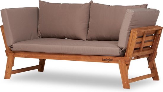 Lanterfant® Loungebank Liv - Hout - Taupe - Uitklapbaar