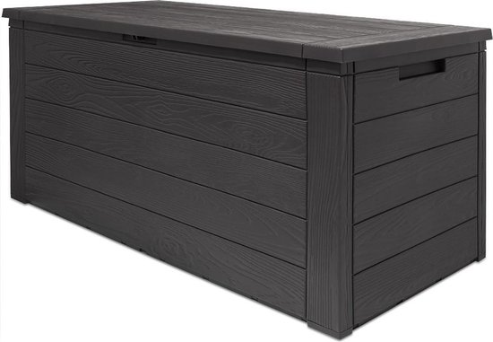 Woody Tuin Opbergbox - 324 liter 45x120x60 cm - Tuinkussenbox - Antraciet/bruin