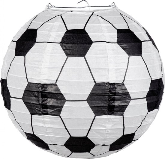 Papieren lampion Football met draadstalen frame (25cm)