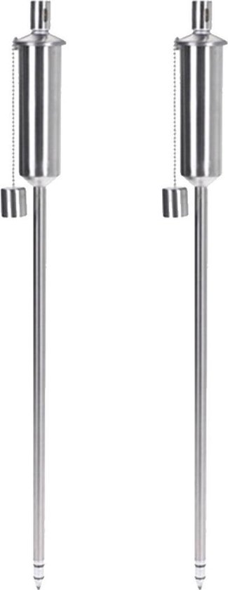 2x Fakkel RVS 115 cm - Zilveren tuinfakkel RVS 115cm
