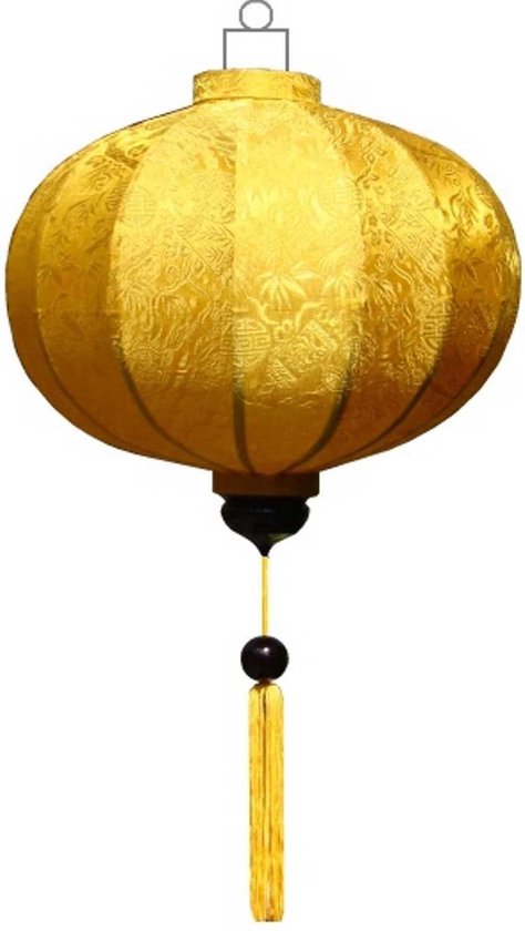 Gele zijden Chinese lampion lamp rond