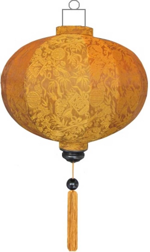 Koper zijden Chinese lampion lamp rond - G-KP-45-S