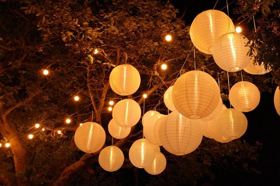 Lampionnen Voordeel pakketten Lampion Nylon wit - onverlicht - 35 stuks