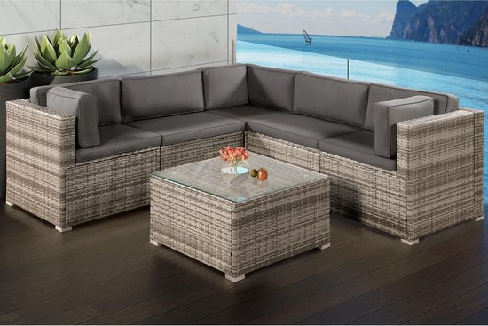 Loungeset Nassau - Polyrotan - Beige/Grijs