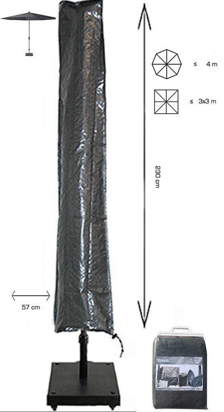 Basic Parasolhoes staande Parasol 230x30x57 cm - Grijze Parasolhoes