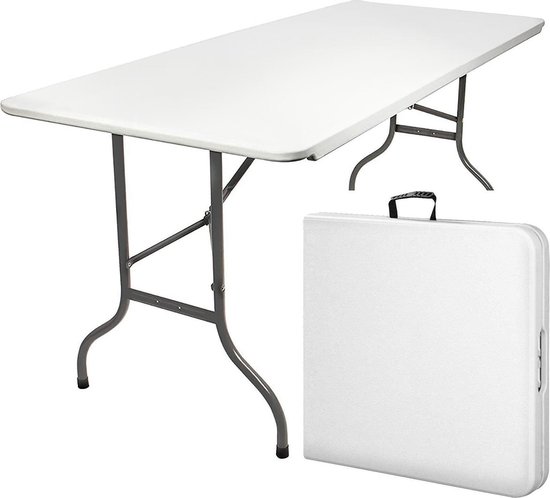 MaxxGarden Vouwtafel - 180x70x74 cm - Wit - Opvouwbare tuin tafel