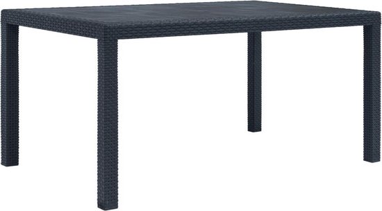 vidaXL Tuintafel 150x90x72 cm rattan-look kunststof antraciet