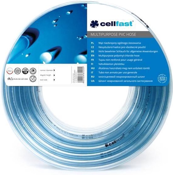 Cellfast Universele slang transparant PVC 6,0 x 1,0 mm, 50 m lang