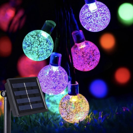 J-Pro Tuinverlichting op Zonne-Energie - Cristal Lichtsnoer - Buiten Lichtslinger - 30 Solar Color LED - 4,5+2m - ø2,5cm