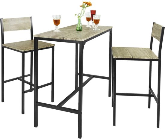 Simpletrade Bartafel set - Bar - 2 Barkrukken - Hout - Bruin - 89x45x87 cm