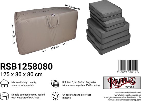 Tas voor lounge kussens 125 x 80 H: 80 cm RSB1258080