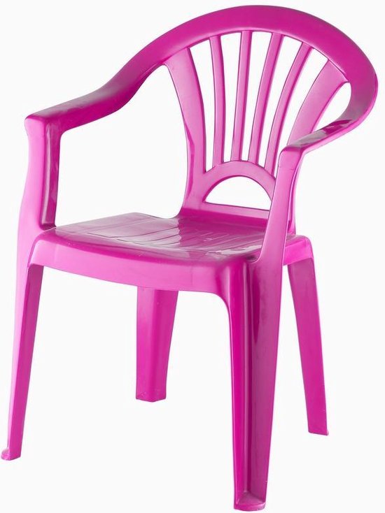 Roze stoeltje voor kinderen 51 cm - Tuinmeubelen - Kunststof binnen/buitenstoelen voor kinderen