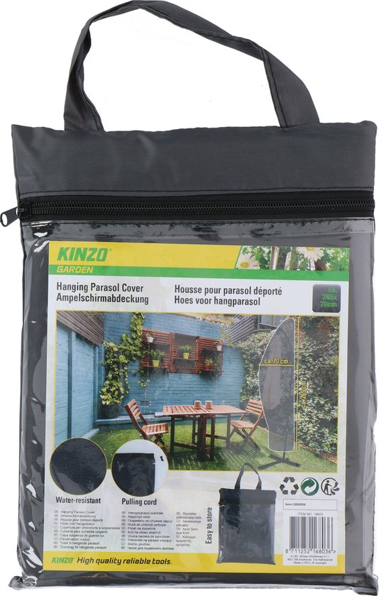 Kinzo Garden - Hoes voor hangparasol - Parasolhoes - Met trekkoord - 265x70cm