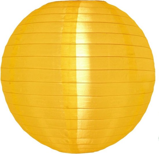5 stuks Nylon lampion geel 35 cm - onverlicht -  weerbestendig voor buiten in tuin