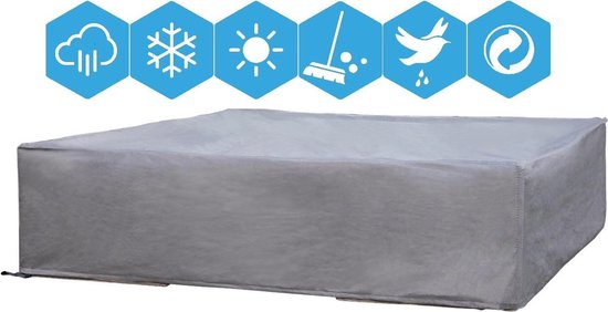 Weersbestendige Beschermhoes Tuinset | 250 x 250 x 75 cm | Premium | Waterproof | TÜV Rheinland Gecertificeerd | Hoes voor Tuin | Waterdicht | Solution Dyed (verkleuring onmogelijk) | Grijs / Antraciet